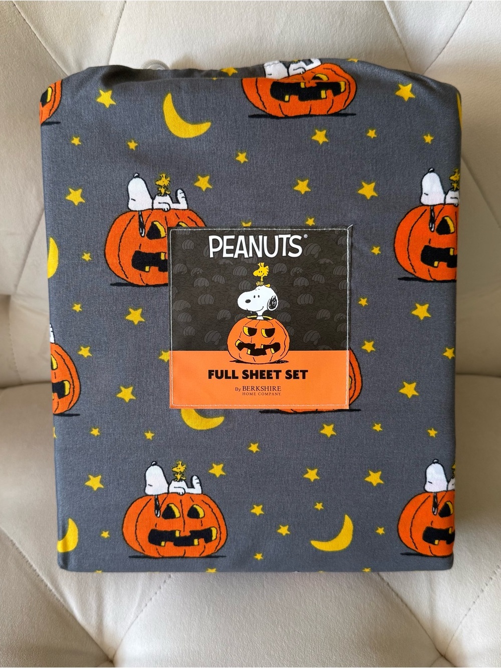 Berkshire Peanuts Halloween Sheet Set - Gray, Orange & Yellow